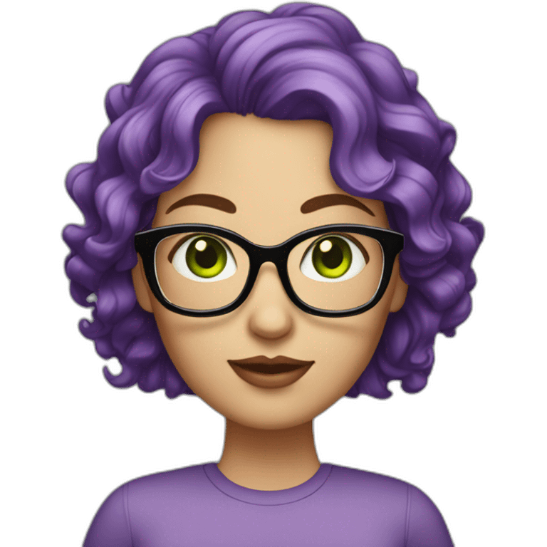 curvy-white-woman,wavy-purple-hair,green-eyes-square-glasses emoji