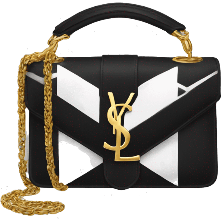 Black and white YSL bag with gold chain  emoji