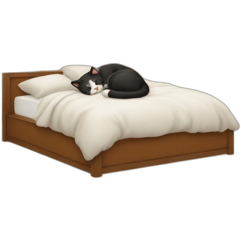 a men sleeping with a cat on this bed emoji