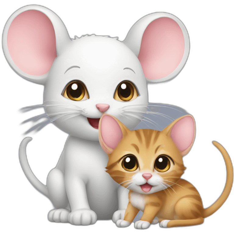 Mouse and kitten emoji