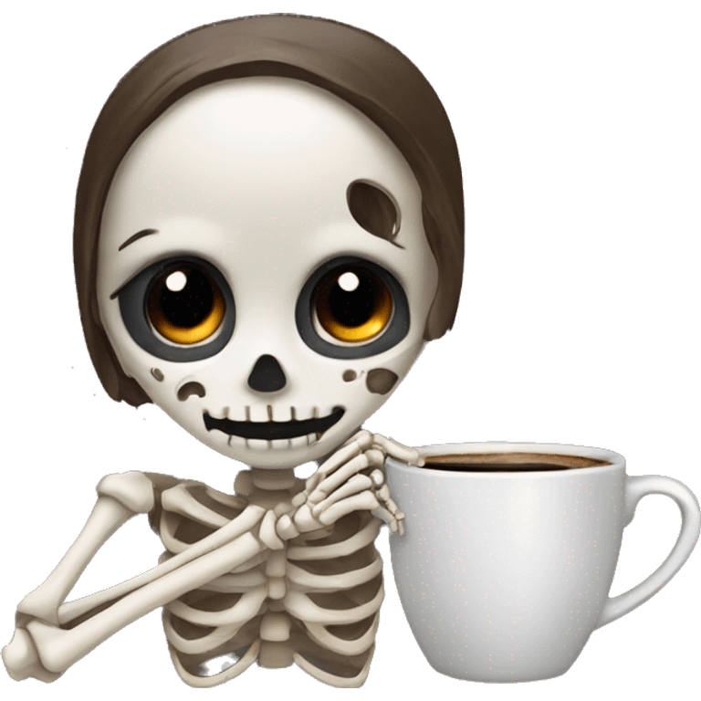 Girl skeleton drinking a hot coffee emoji