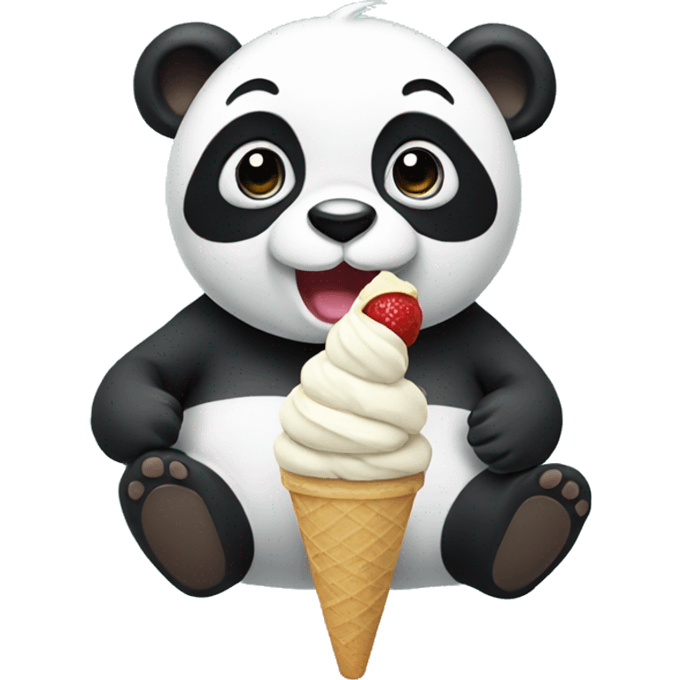 Panda eating ice cream emoji