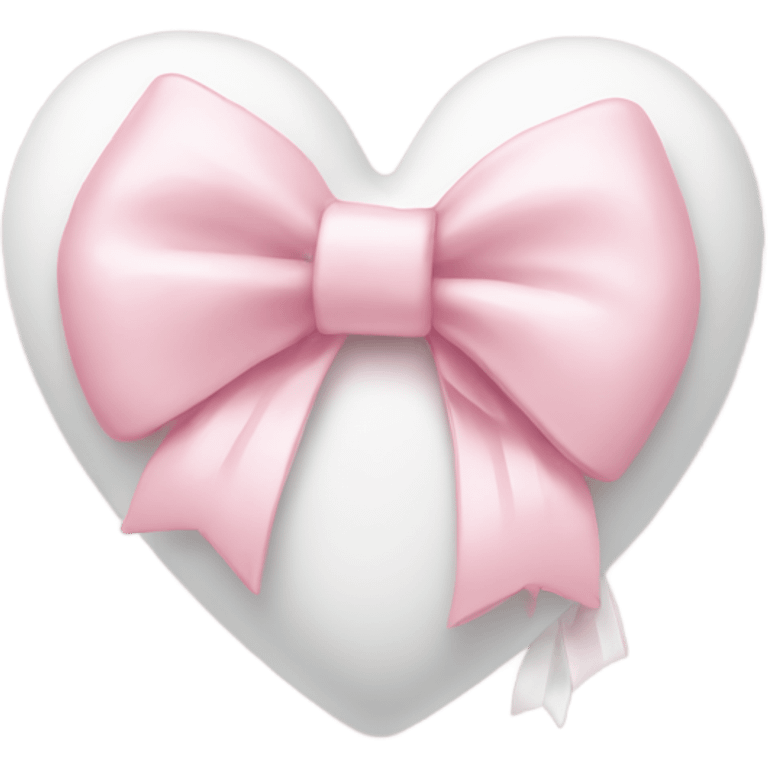 Pastel pink heart with white bow emoji