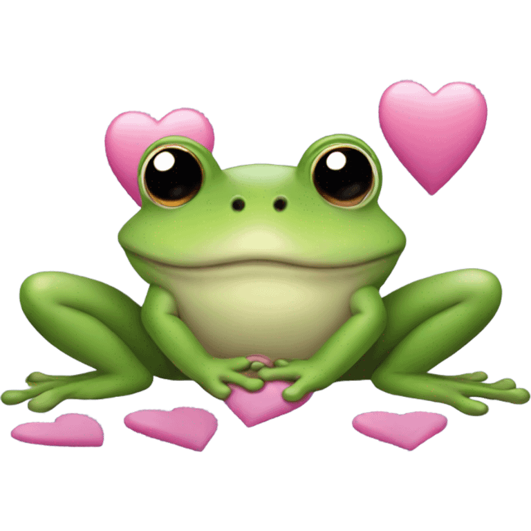 frog with three pink hearts emoji