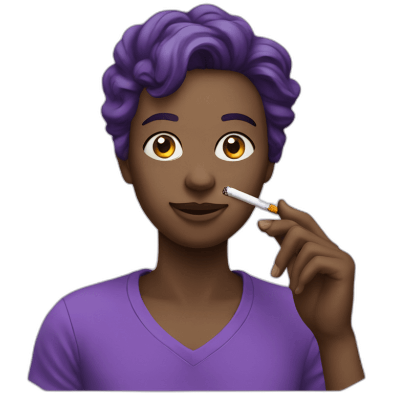 chat violet avec une cigarette emoji