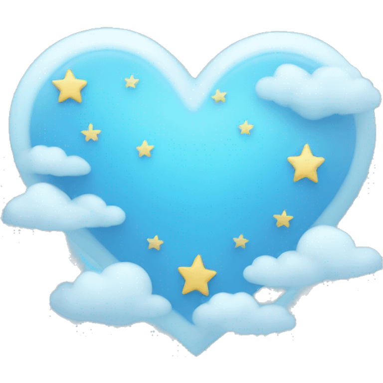 light blue heart with clouds and stars emoji