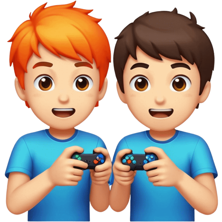 Boys playing video game together emoji