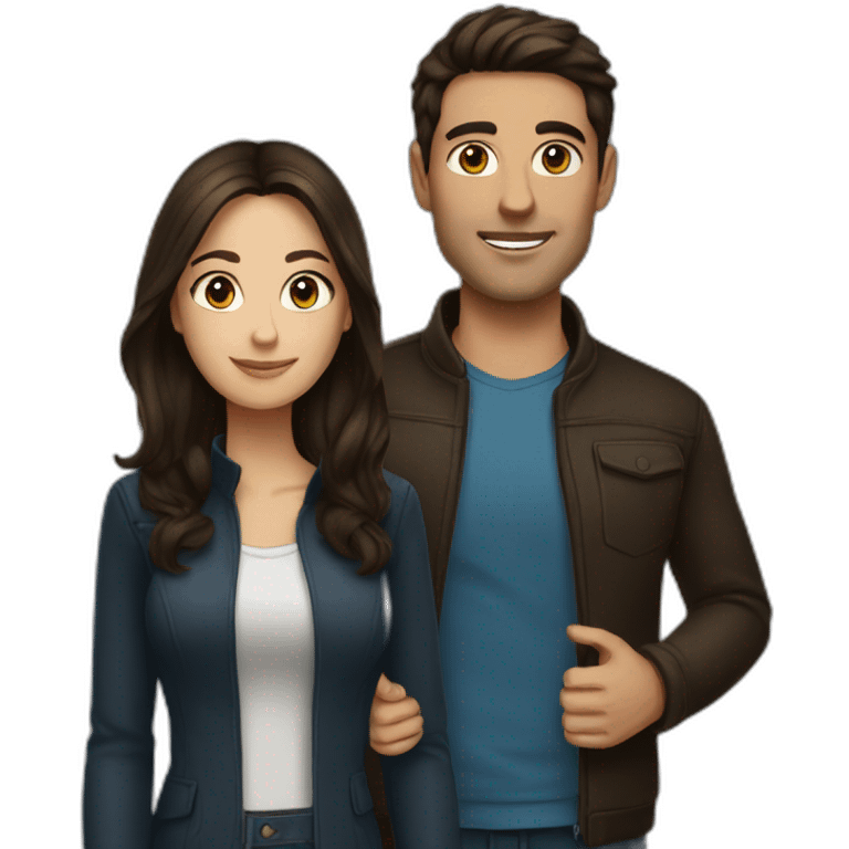 A brunette woman with an brunette man  emoji