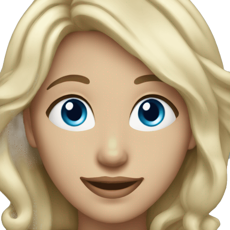 woman with grey blond hair blue eyes smiling with dimples emoji