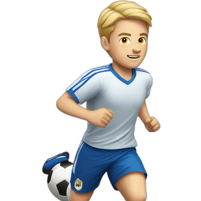 young white man with short hair soccer player running emoji