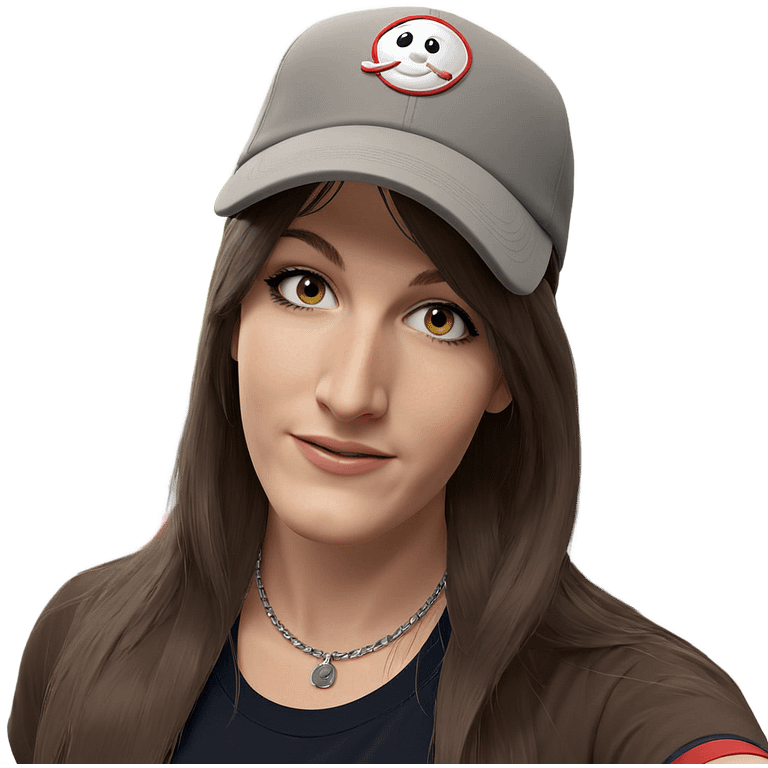 smiling girl in baseball cap emoji