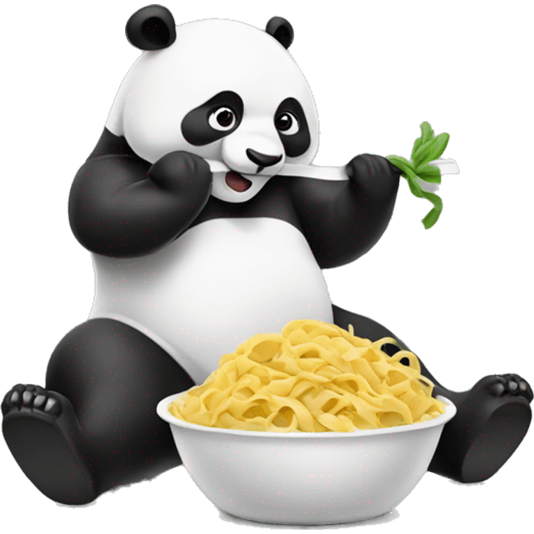 panda eating pasta and lifting weights emoji