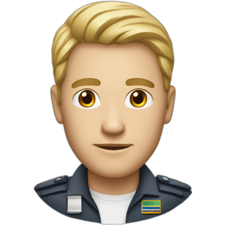 a white man, south africans job title head of security emoji