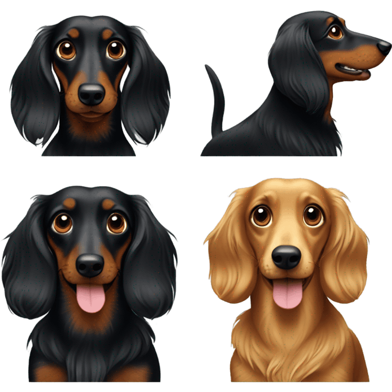 Black and w long haired dachshunds  emoji