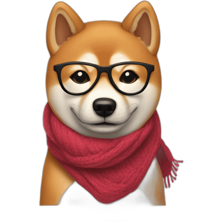 Shiba inu in scarf and glasses emoji