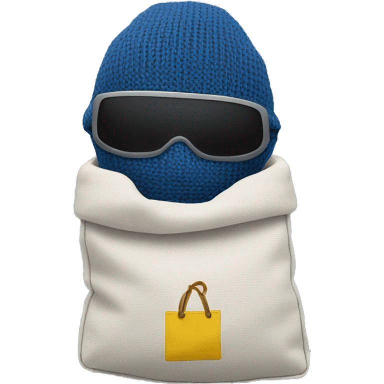 Ski mask holding bag emoji