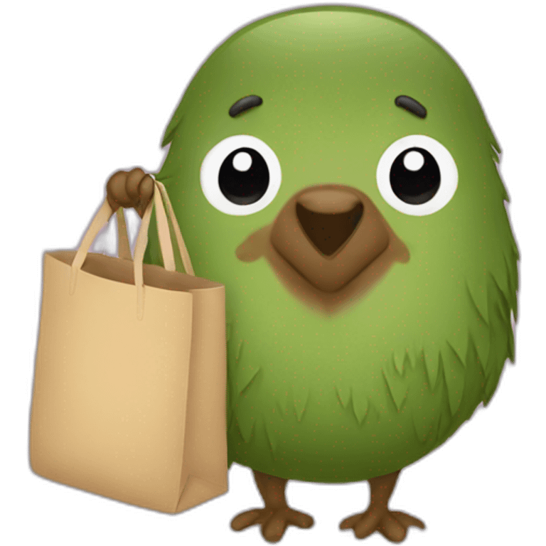 Kiwi holding totebag emoji