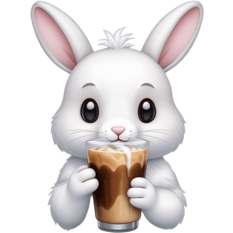 Rabbit drinking ice coffe emoji