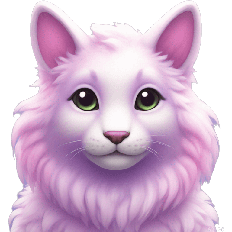 Kawaii cute colorful bright light pastel lilac-pink-white-gradient fantasy ethereal anthro fursona animal creature emoji