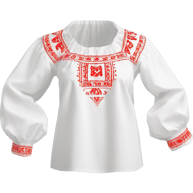  Blouse vyshyvanka, white with red embodiary on sleeves emoji