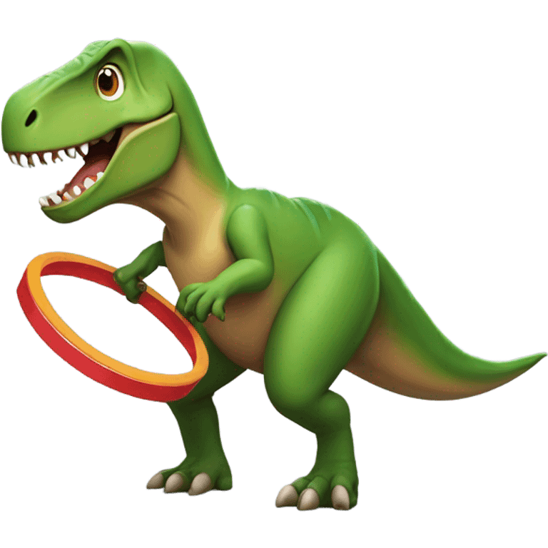 T-rex doing hoola hoop emoji