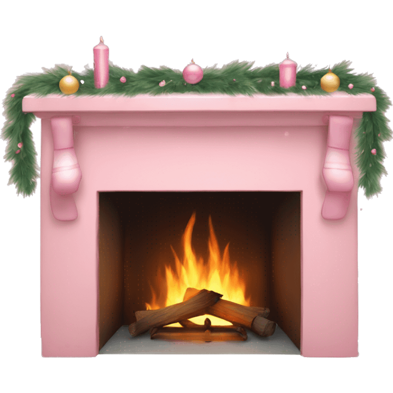 Pastell pink asthetic clean Christmas fireplace  emoji