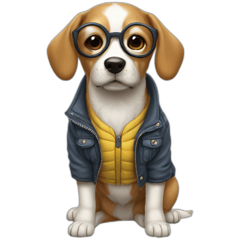 Chien avec une veste et des lunettes emoji