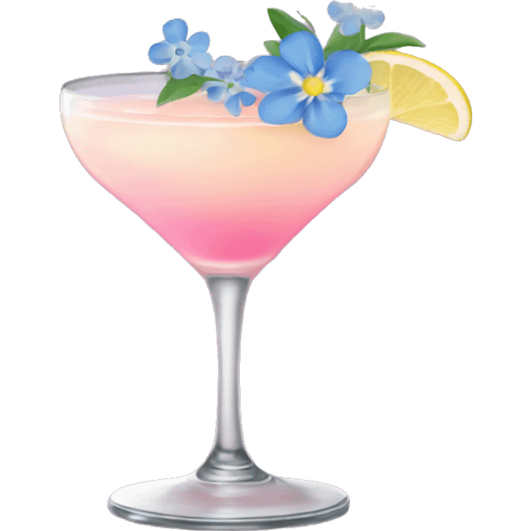 pink/bluish lemon cocktail with blue small flowers  emoji