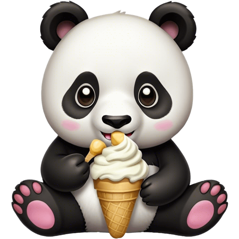 Panda eating ice cream emoji
