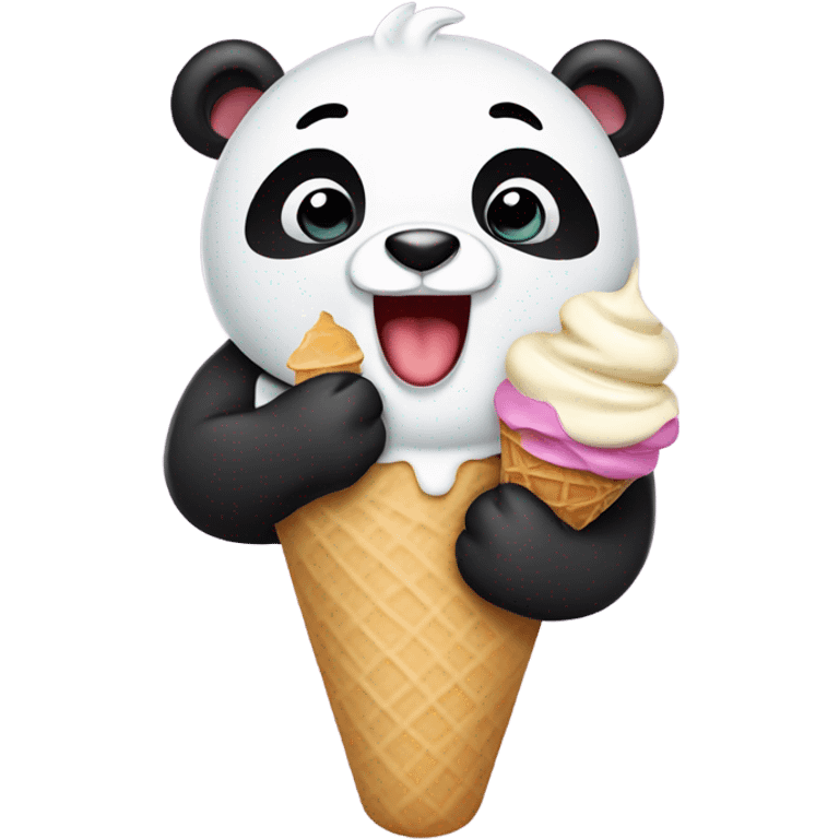 Panda eating ice cream emoji