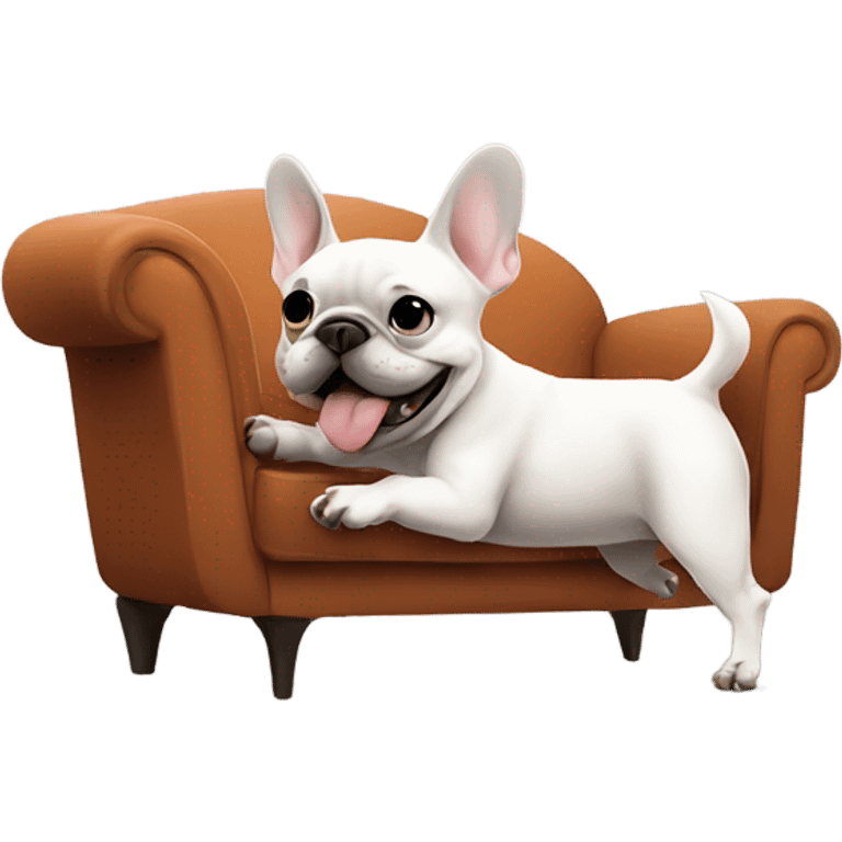 French bulldog farting with cloud on the couch emoji