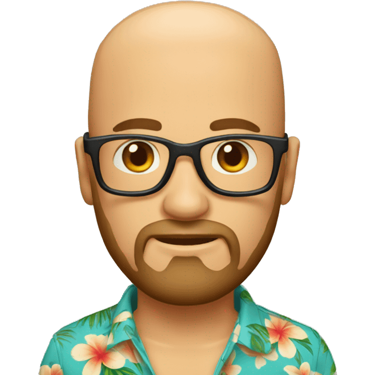 a man with a beard but no hair, wearing round glasses and a Hawaiian shirt emoji