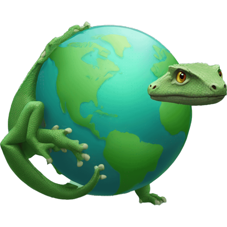 A komodo holding a world globe emoji