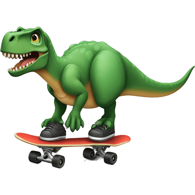 Dinosaur riding a skatebored emoji