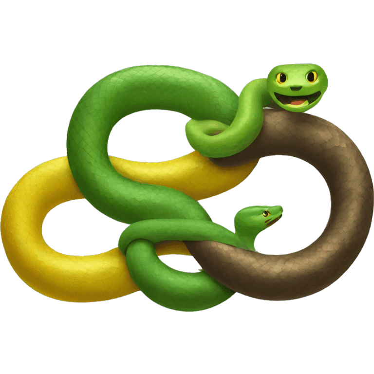 3 snakes, one brown, one green and the other yellow  emoji