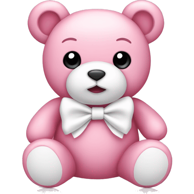 Pink teddy bear with white bow emoji