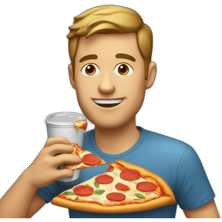  guy eating pizza and drinking coke emoji