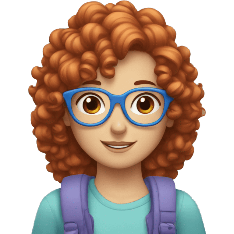 girl with curly red hair and blue glasses hugging a girl with brown hair  emoji