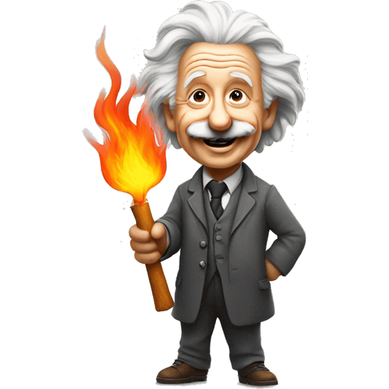 happy albert einstein holding fire in his hand emoji