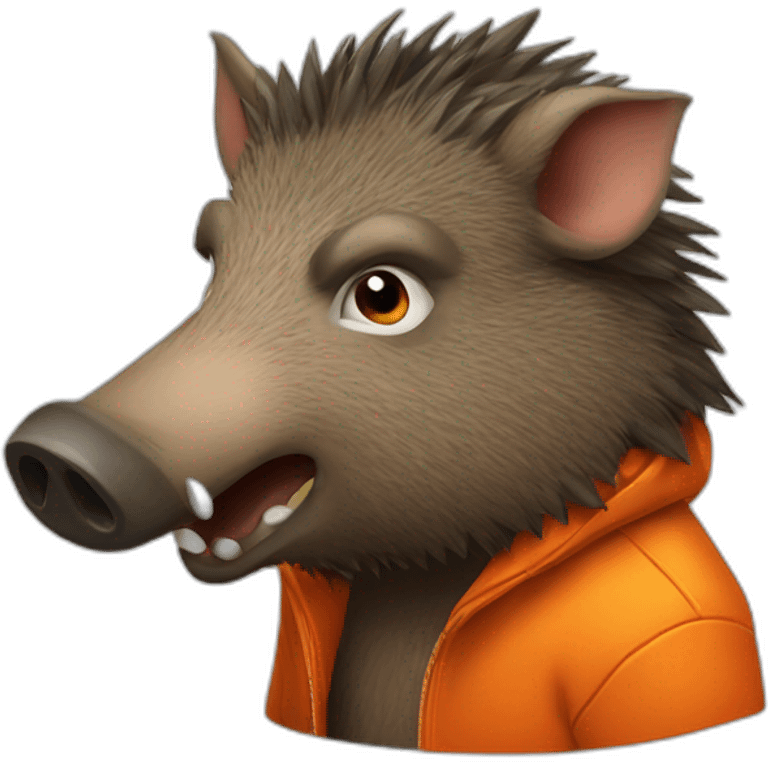 ANGRY wild boar with orange jacket emoji