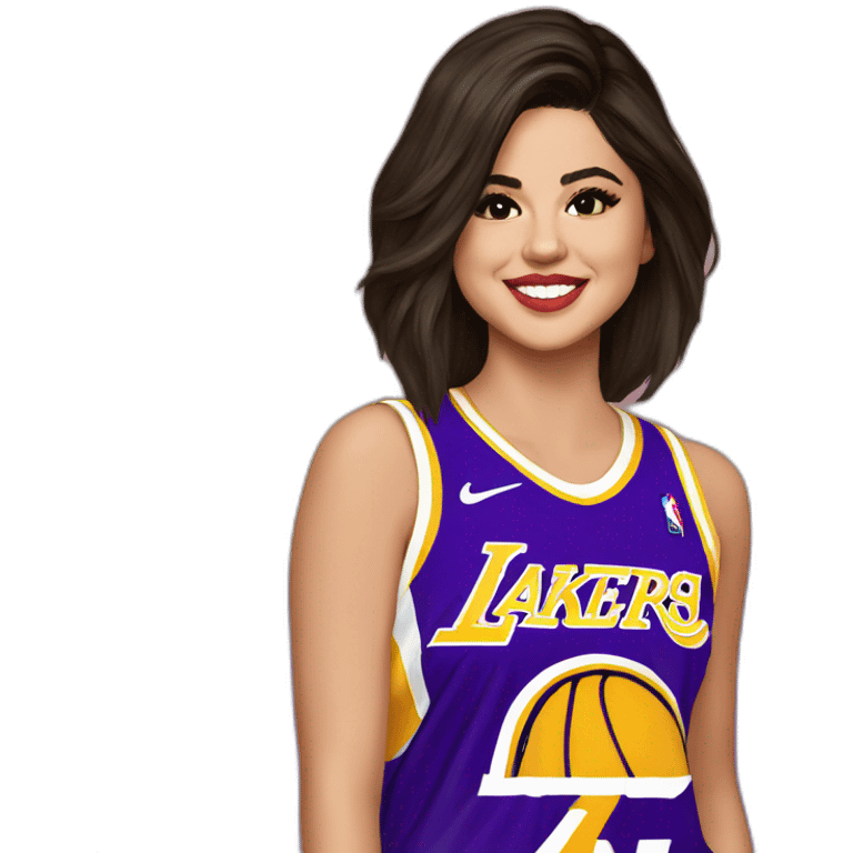 selena gomez with lakers jersey emoji