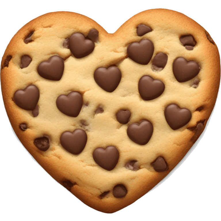 Realistic heart shaped chocolate chip cookie isolated.  emoji