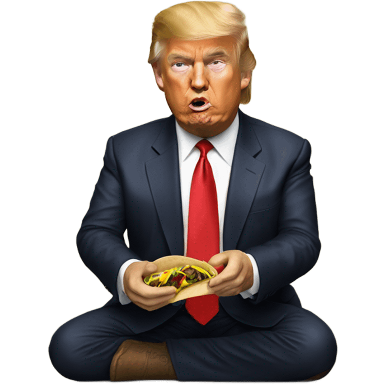 Realistic Donald Trump eating a taco emoji