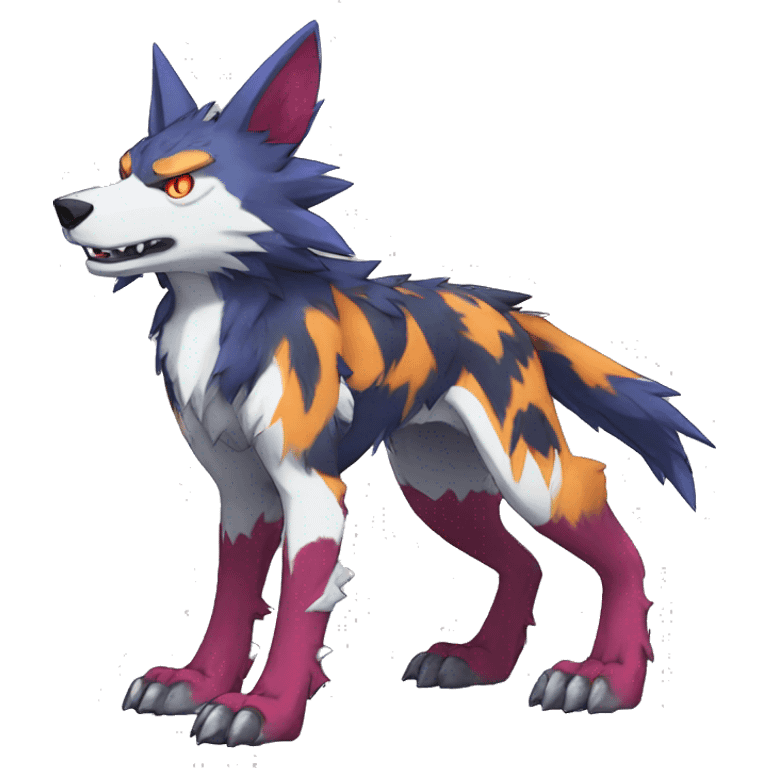  Cool Edgy Colorful Digimon-Fakemon-Wolf with edgy markings full body emoji