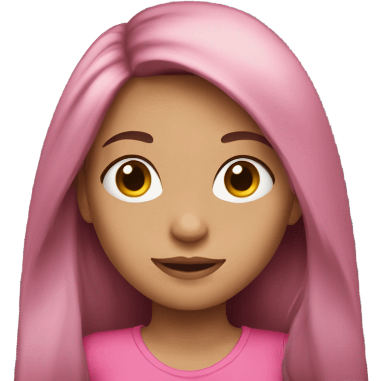 Brunette Girl Wearing Pink And Long Hair emoji