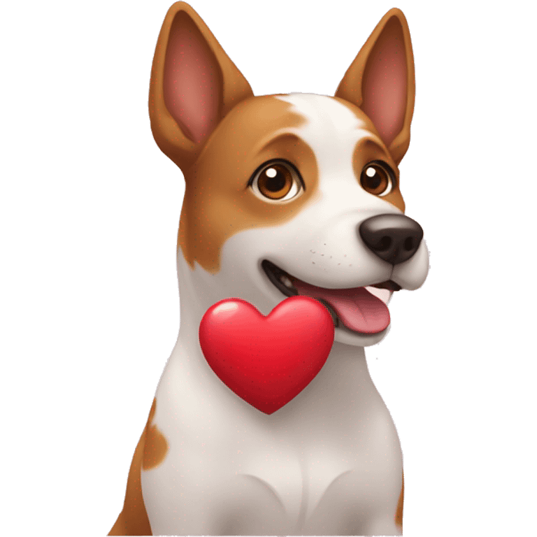 Dog holding heart emoji