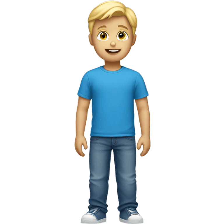 blond gay boy with blue t shirt and blue jeans emoji