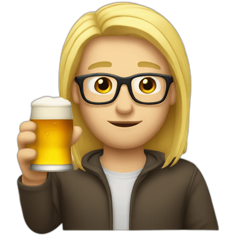 Blonde-large-Man-with-glasses-Drinking-beer emoji