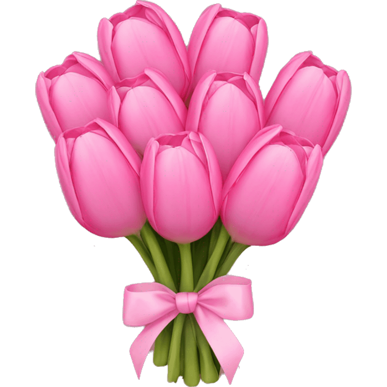 Bouquet of pink tulips wrapped in a pink bow emoji