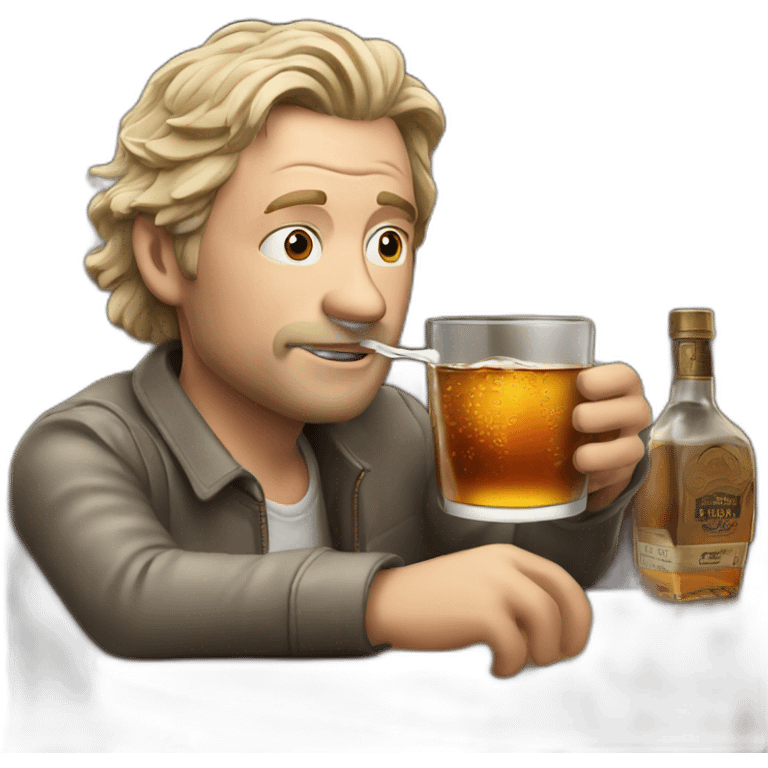 Hyper realistic White dude drinking whisky emoji